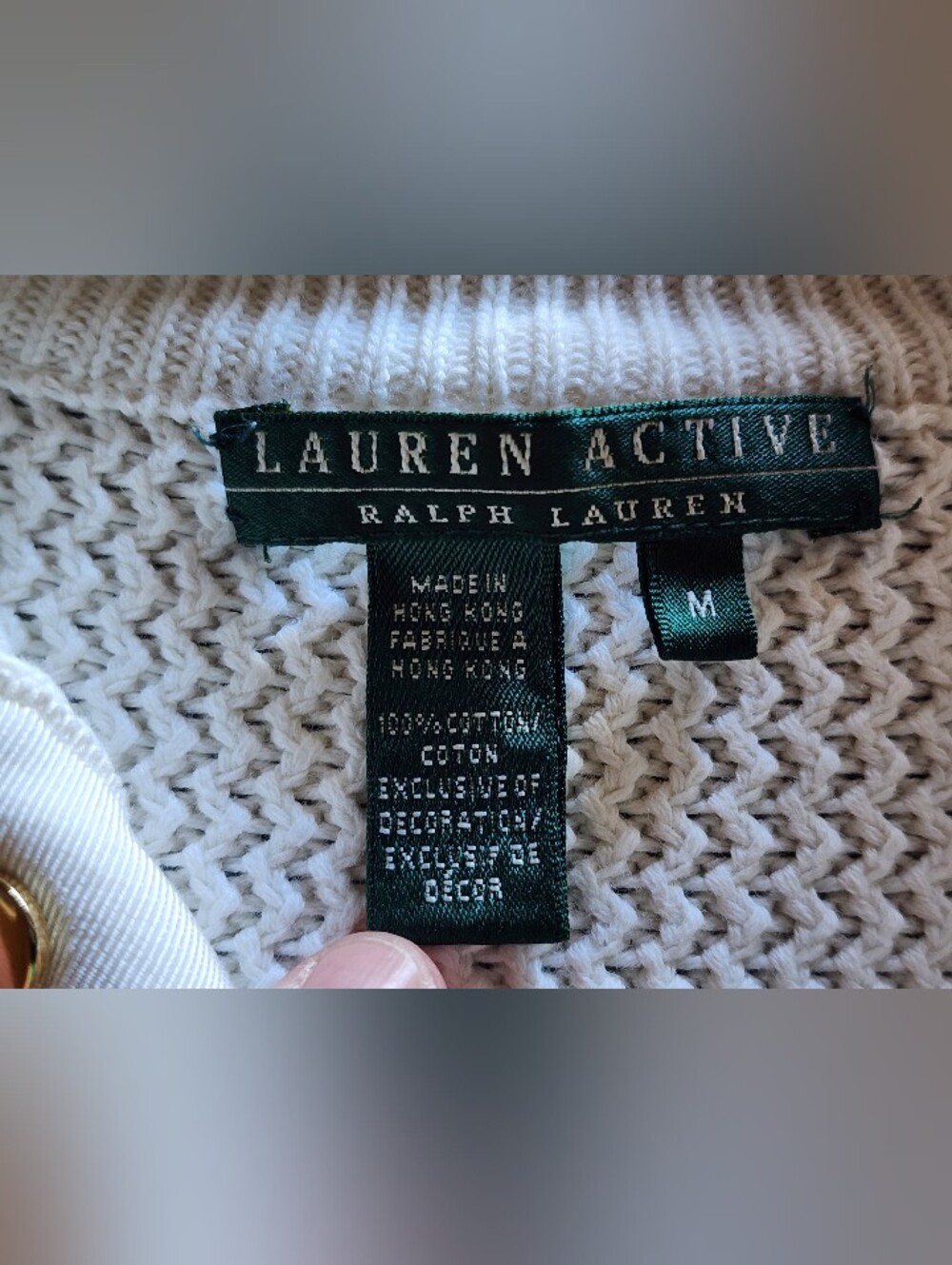 Vintage Ralph Lauren Snap-Front Crest Cotton Sweater. - Picture 7 of 7